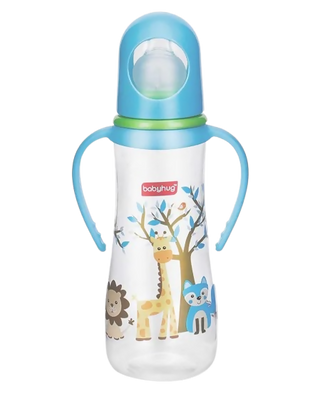 Babyhug Bubble Anti-Colic Sterilizable Feeding Bottle With Handles Blue White