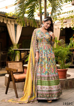 Thumbnail for Wedding Designer Multi Soft Dola Silk Anarkali suit with Dupatta - Sanj - Distacart