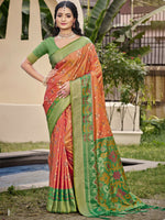 Thumbnail for Astita Pochampalli Silk Orange Saree
