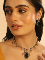 Thumbnail for Nuyug 18K Gold Plated Pear Drop Emerald Edge Necklace Set