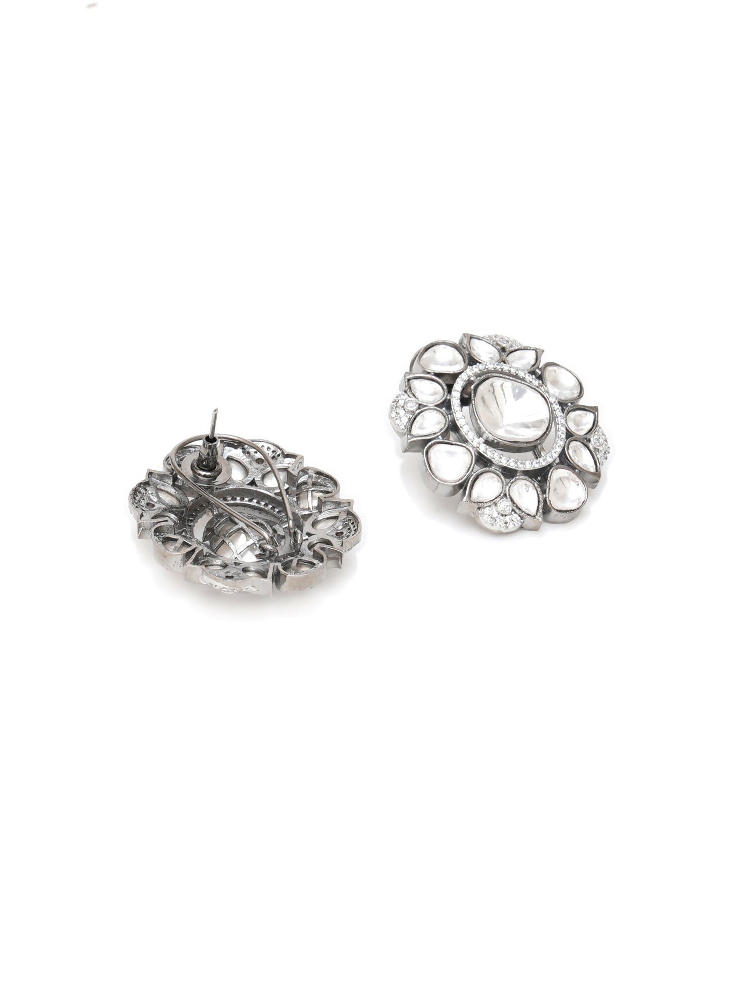 Kundan Earrings (silver) - Ruby Raang - Distacart