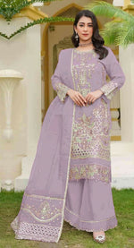 Thumbnail for Anaita Lavender Fox Georgette Stitched Suit with Embroidery Sequins - Distacart