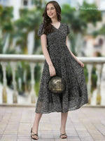 Thumbnail for Souchii Black And White Floral Chiffon Maxi Dress For Women – Souchii