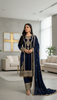 Teeya Creation Blue Color Velvet Fabric Designer Embroidery Work Suit - Distacart