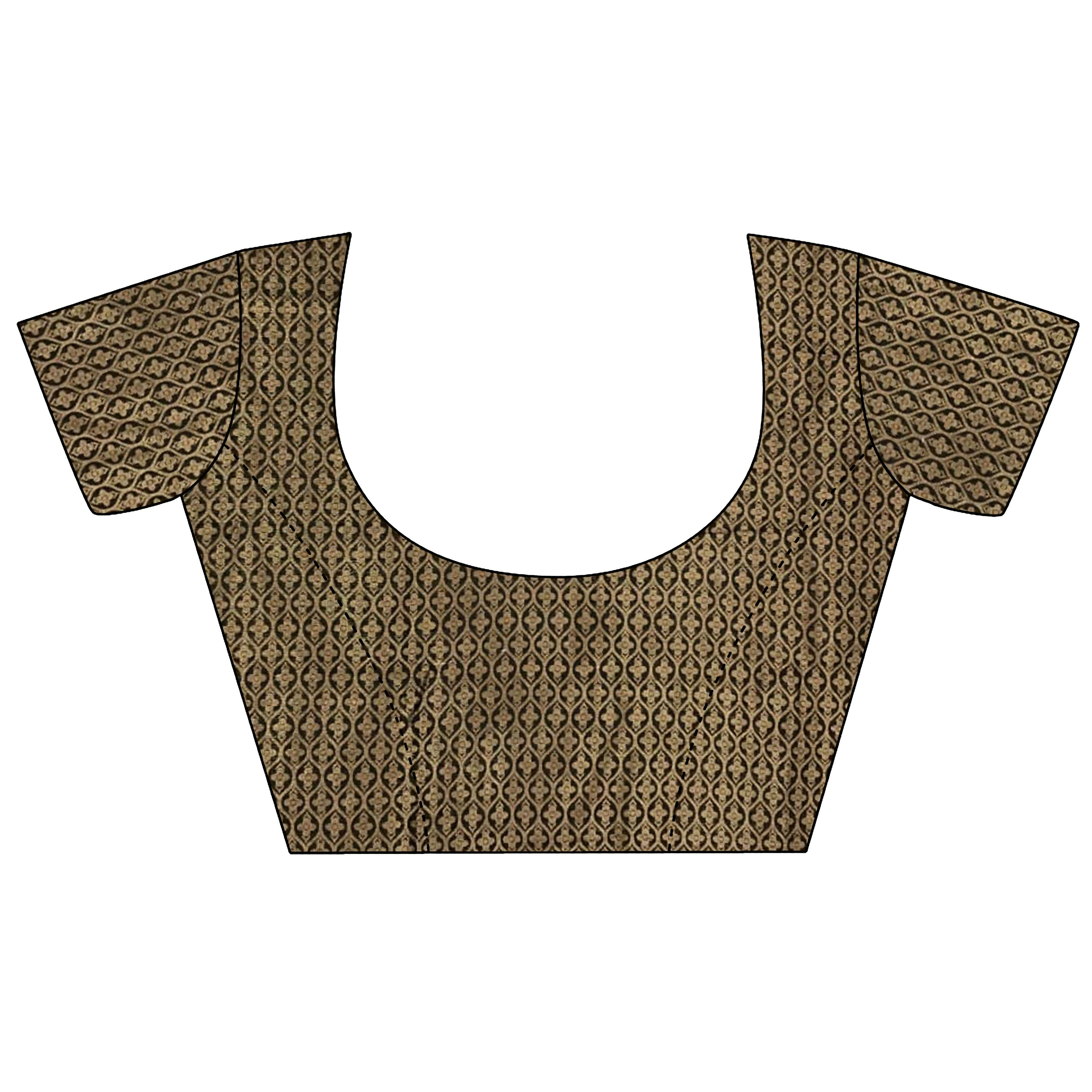 Joban Fashion Black Banarasi Soft Lichi Silk Checks & Woven Saree