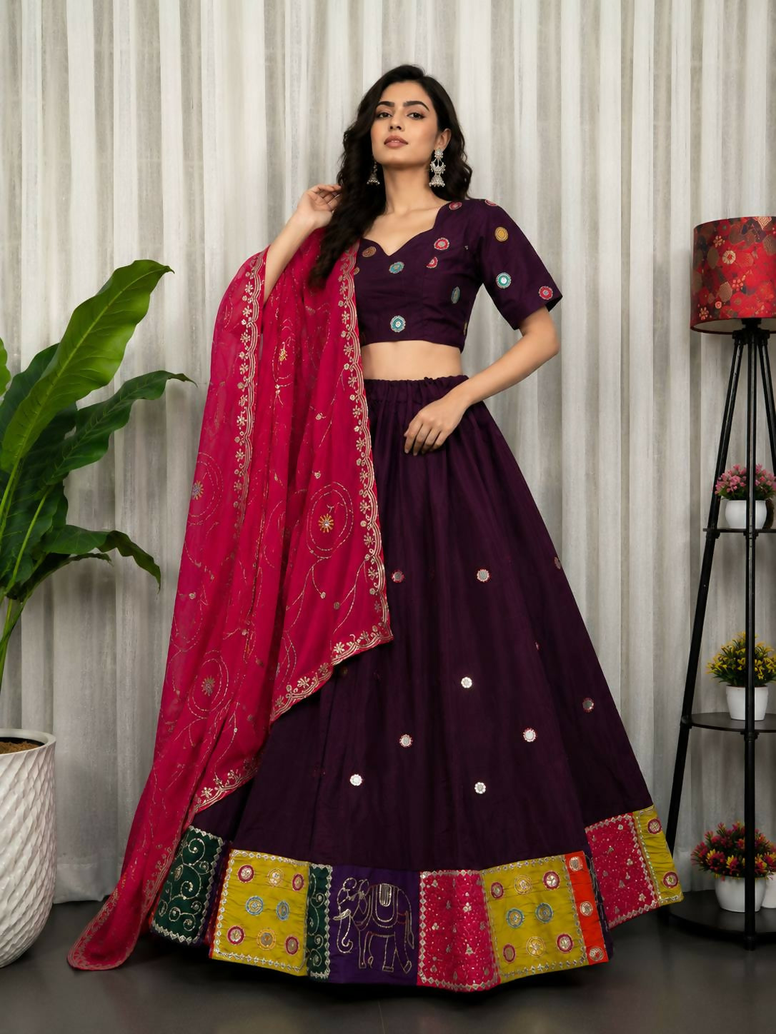 Lehenga Mart Wine Designer Navratri Lehenga Choli for Women - Dista