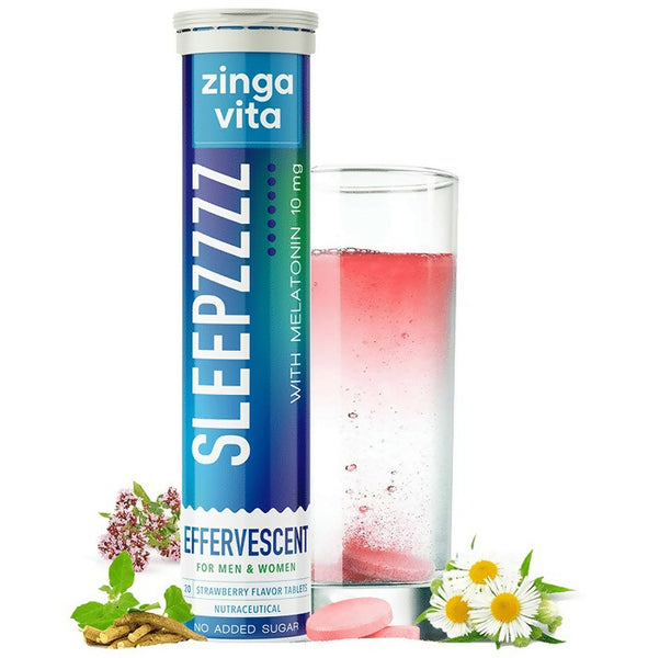 Zingavita Sleepzzzz with Melatonin 10mg Effervescent Tablets - Strawberry Flavor - Distacart