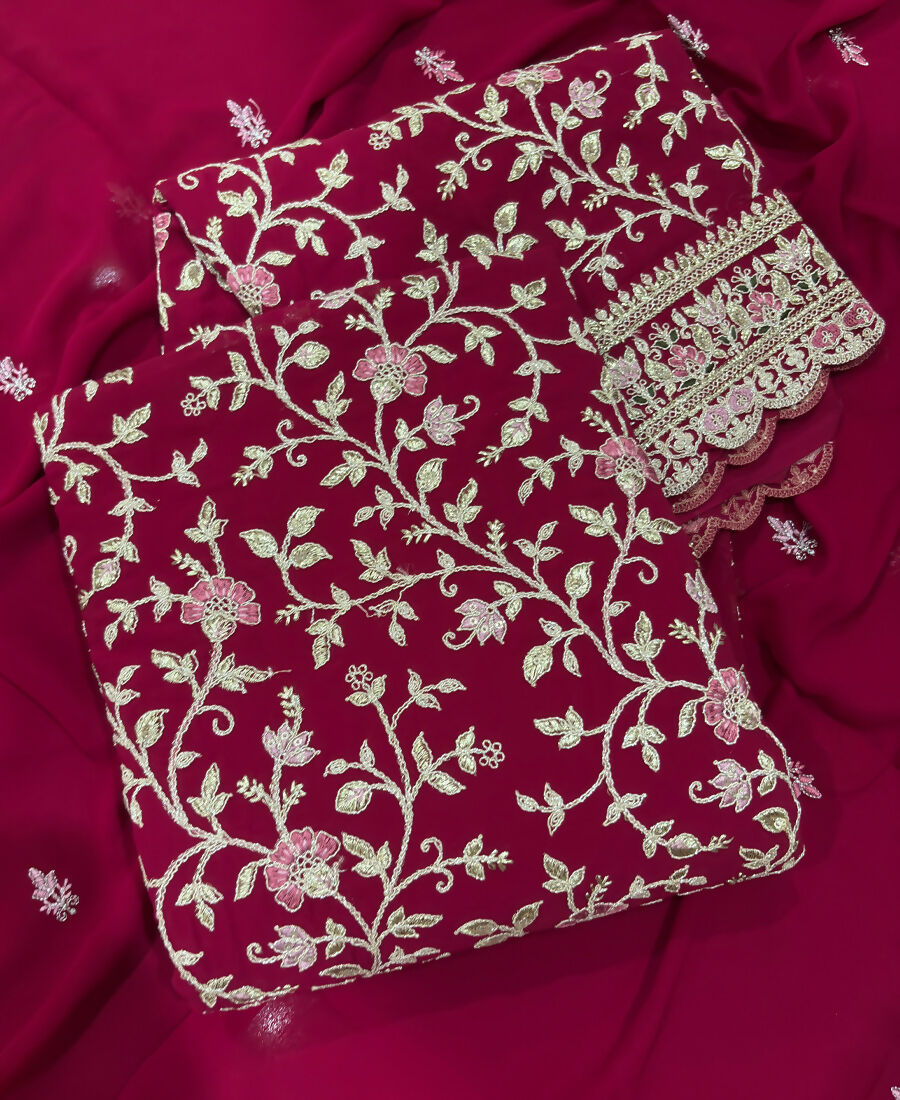 KC Rani Pink Straight Suit For Women Georgette Fabric - Dista