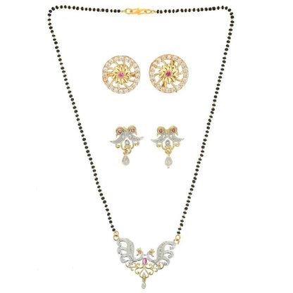 AanyaCentric Gold Plated Mangalsutra with Pendant, 2 Pair Earrings - Distacart