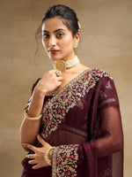 Thumbnail for kasee Solid Embroidered Saree - Distacart