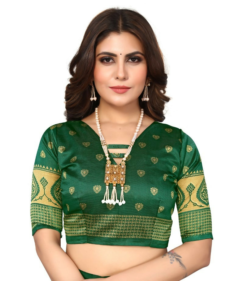 Vamika Green Printed Art Silk Saree - Distacart