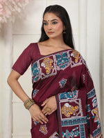Thumbnail for Astita Silk Blend Wine Saree