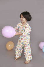 Thumbnail for Breathables Wine Cotton Camel Print Night Suit For Kids - Dista