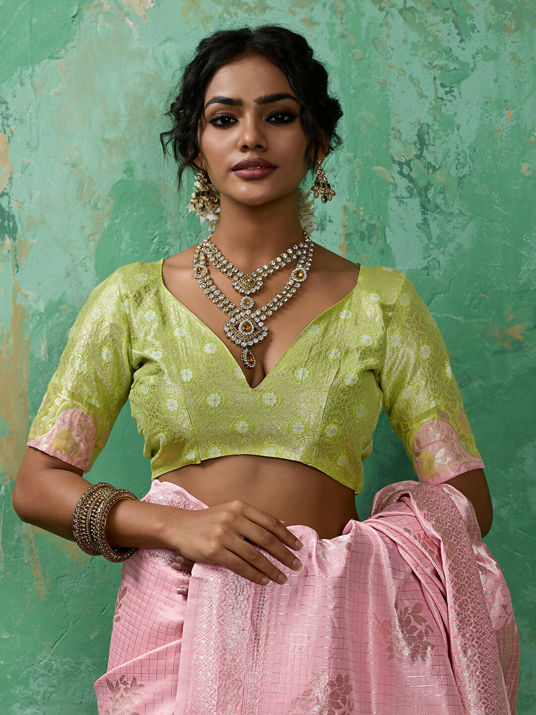 Shree Shyam Fashion Pink Linen Cotton Saree - Dista