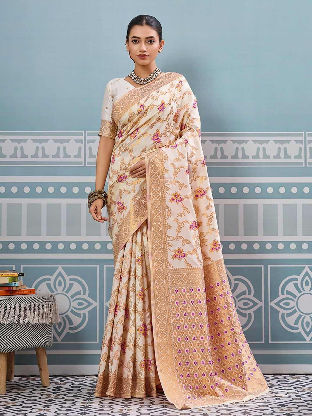 Astita Cream Silk Saree