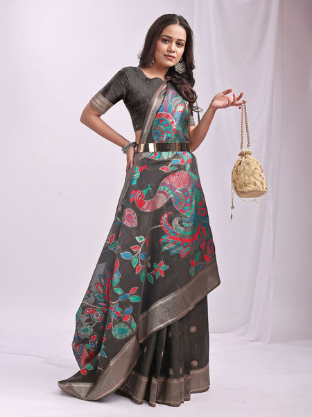 Astita Linen Cotton Grey Saree