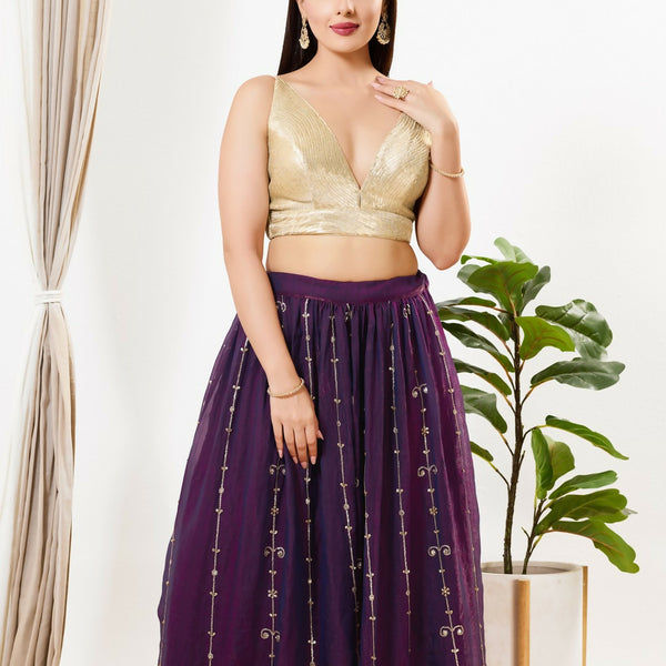 Joban Fashion Antique Gold Sequins Padded Blouse With V Neck Sleeveless - Distacart