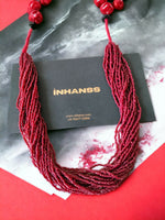 Thumbnail for Inhanns Handmade Beaded Multilayer Necklace, 20 Layers - Maroon - Distacart