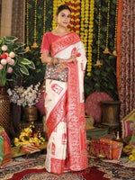 Thumbnail for Astita Silk White Saree