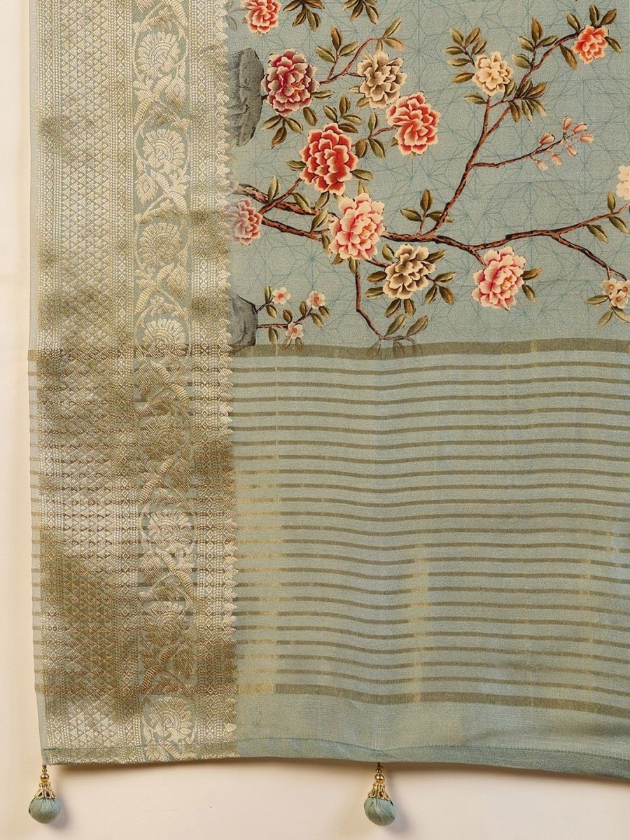 Anouk Floral Zari Silk Blend Sungudi Saree