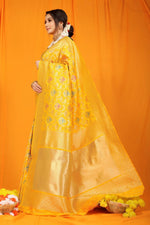 Thumbnail for Jyoti Fashion Women's Yellow Kanjivaram Silk Zari Woven Saree with Blouse - Distacart