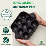 Thumbnail for The Indus Valley 9 Pit/Cup CASTrong Cast Iron Paniyaram/Appe Pan+ Spatula, Pre-seasoned, Natural Nonstick, 100% Pure, Toxin-free, 18.2 cm, 1.34 kg