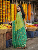 Thumbnail for Anaita Parrot Pochampally Silk Woven Saree With Blouse