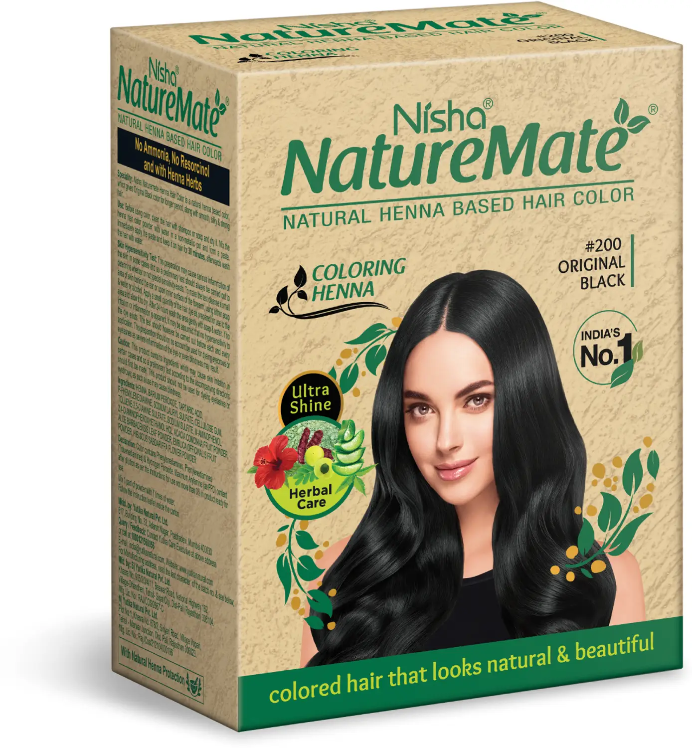 Nisha Naturemate Natural Henna-Based Hair Color - Original Black - Dista
