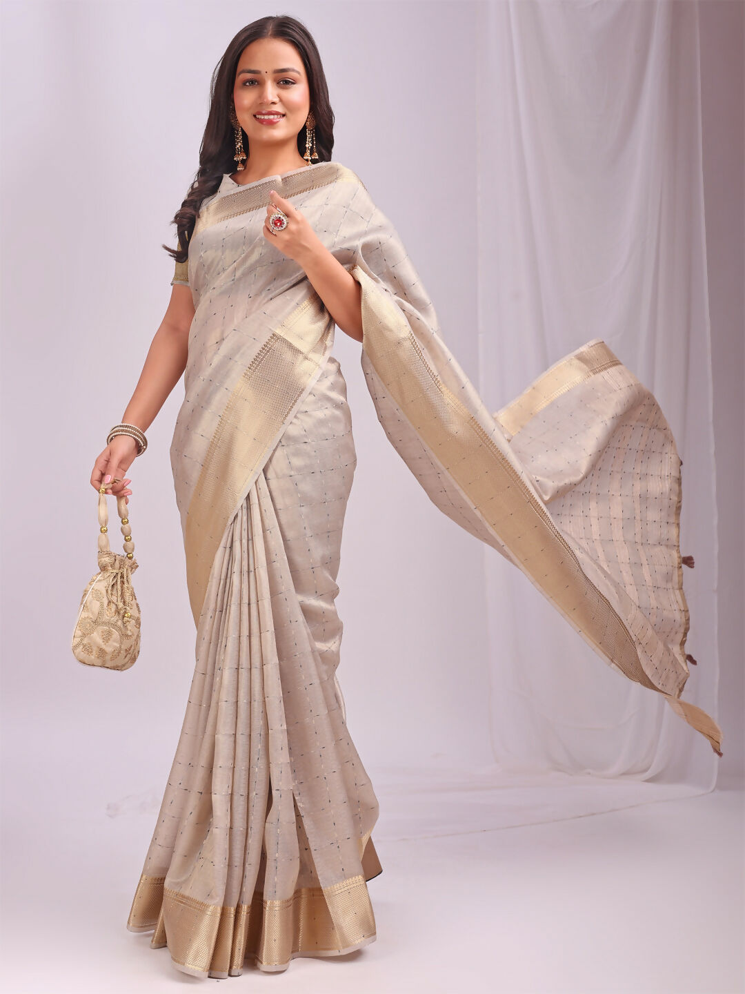 Astita Organza Cream Saree