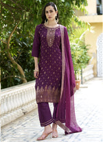 Thumbnail for Vegaa Fashion Violet Viscose Rayon Embroidered Salwar Suit