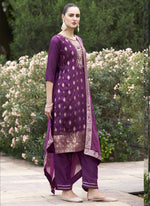 Thumbnail for Vegaa Fashion Wine Viscose Rayon Embroidered Salwar Suit