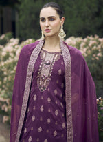 Thumbnail for Vegaa Fashion Wine Viscose Rayon Embroidered Salwar Suit
