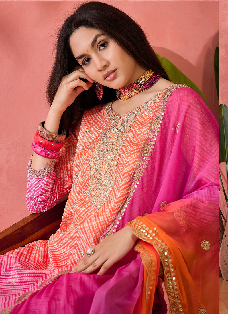 Vegaa Fashion Pink Chinon Silk Embroidered Salwar Suit