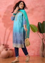 Thumbnail for Vegaa Fashion Sky Blue Chinon Silk Embroidered Salwar Suit