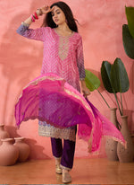 Thumbnail for Vegaa Fashion Pink Chinon Silk Embroidered Salwar Suit