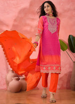 Thumbnail for Vegaa Fashion Pink Chinon Silk Embroidered Salwar Suit