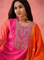 Thumbnail for Vegaa Fashion Pink Chinon Silk Embroidered Salwar Suit
