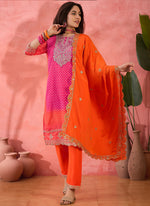Thumbnail for Vegaa Fashion Pink Chinon Silk Embroidered Salwar Suit