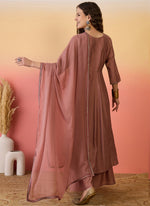 Thumbnail for Vegaa Fashion Brown Roman Silk Embroidered Palazzo Suit