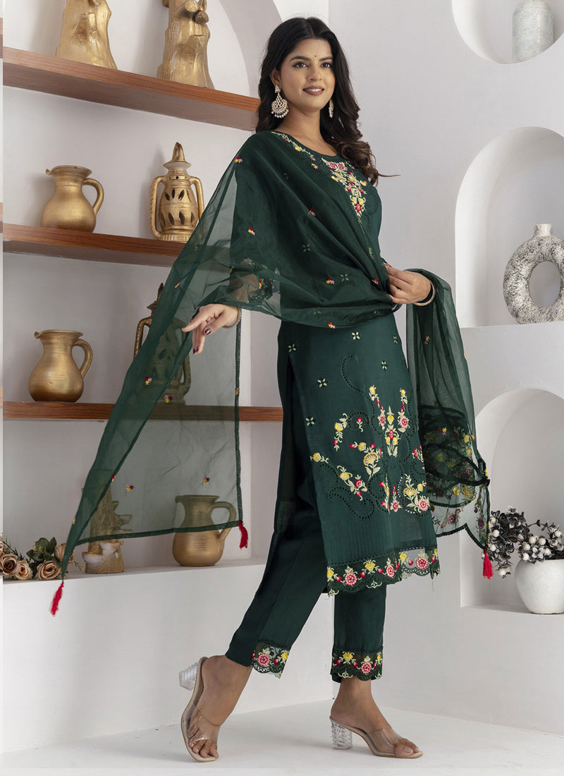 Vegaa Fashion Green Viscose Silk Embroidered Salwar Suit