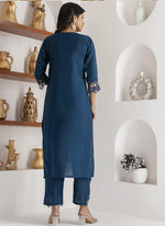 Thumbnail for Vegaa Fashion Royal Blue Viscose Silk Embroidered Salwar Suit