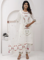Thumbnail for Vegaa Fashion Off White Viscose Silk Embroidered Salwar Suit
