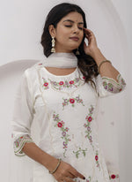 Thumbnail for Vegaa Fashion Off White Viscose Silk Embroidered Salwar Suit