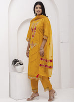 Thumbnail for Vegaa Fashion Yellow Viscose Silk Embroidered Salwar Suit