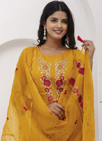 Thumbnail for Vegaa Fashion Yellow Viscose Silk Embroidered Salwar Suit