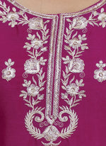 Thumbnail for Vegaa Fashion Wine Chinon Silk Embroidered Palazzo Suit