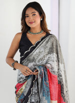 Thumbnail for Vegaa Fashion Multi Color Chinon Printed Party Wear Saree