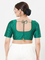 Thumbnail for Joban Fashion D.Rama-Green Taffeta Silk Elbow Sleeveless Front Open Blouse