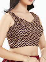 Thumbnail for Joban Fashion Wine Silk Padded Blouse With Sweetheart Neck Sleeveless - Distacart