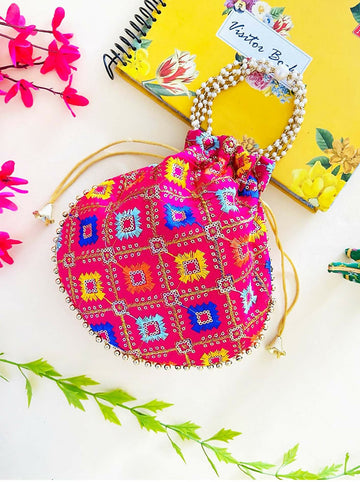 Joban Fashion Pearl Hand Work Potli Bag - Multicolor - Dista